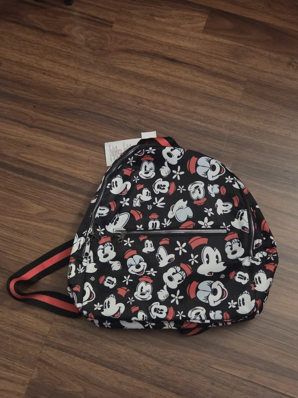 Disney Black Backpack with White Minnie Faces and Red Accents